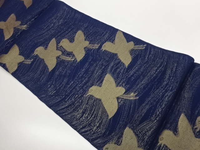 JAPANESE KIMONO / FUKURO OBI FOR SUMMER / WOVEN ABSTRACT PLOVER